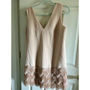 BCBG Max Azria Women's Addilyn Dress Size 8 Bare Pink Peach Fringe Cocktail
